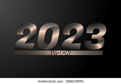 2023 with vision text, vision 2023 new year vector isolated on black background