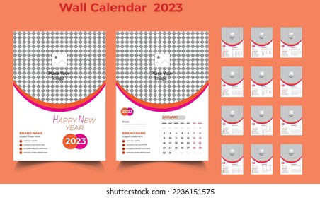 2023 Wall Calendar, 2023 12 Month Wall Calendar, Wall Calendar Design, 12 Month Include Wall Calendar