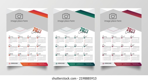 Plantilla de diseño del calendario de pared 2023