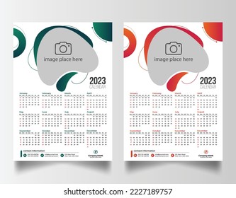 plantilla de diseño de calendario de pared de 2023