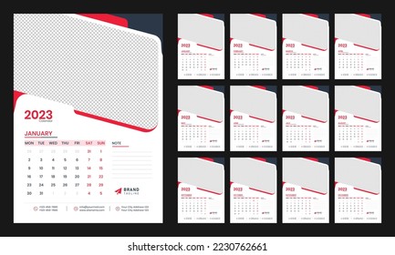Design-Vorlage für den Wandkalender 2023