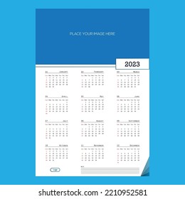 2023 wall calendar design vector 