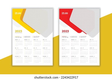 2023 wall Calendar new year vector illustration. The week starts on Monday. Annual calendar 2023 template. Planner 2023 year. English calendar template. corporate Wall calendar in a minimalist style