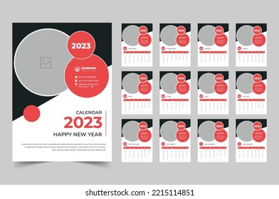 2023 wall calendar template, Cover Calendar, Wall Calendar 2023, Monthly Planner