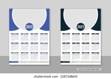 Diseño de plantillas de calendario de pared para el año 2023 o diseño de calendario para el año nuevo para el negocio, calendario mensual, calendario de escritorio