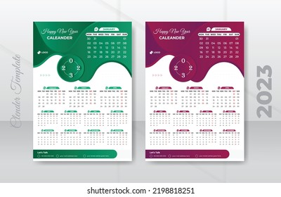 2023 Wall Calendar Template Design Or Office Calendar For Business  Corporate Annual Diary Planner Schedule