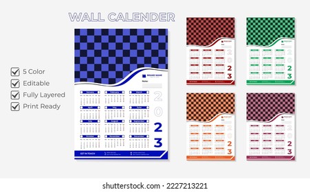 2023 wall calendar template design