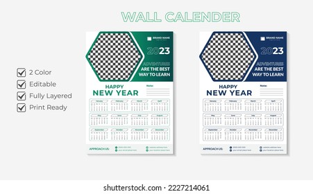 2023 wall calendar template design