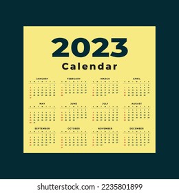 2023 Wall calendar vector template design