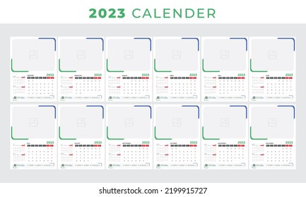 2023 Wall Calendar,  2023 Yearly Planner template design