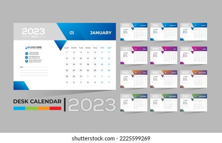 2023 vector de pared 12 meses diseño de calendario de 12 páginas para cualquier tipo de uso