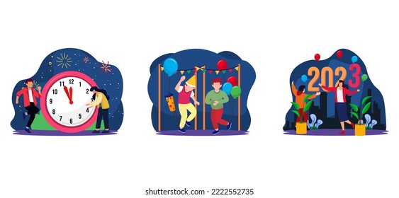 Diseño de paquete plano para celebraciones de bienvenida de 2023