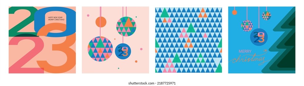 2023. The Year of the Blue Water Rabbit. Vector abstract illustration for the new year for poster, background or card. Geometric drawings for the year of the rabbit according to the Eastern Chines