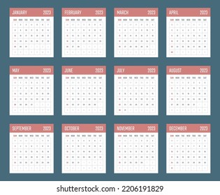 2023 year calendar, calendar design for 2023 starts sunday