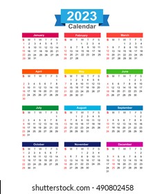 2023 year calendar isolated on white stock vector royalty free 490802458