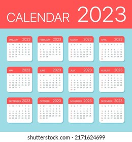 2023 year Calendar Leaves Flat Set - Illustration. All monthes