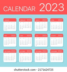 2023 year Calendar Leaves Flat Set - Illustration. All monthes