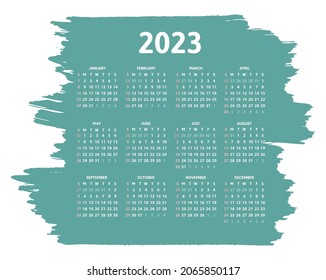 2023 year calendar on grunge background.
