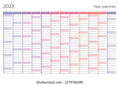 2023 Year Calendar Planner Template Vertical Stock Vector (Royalty Free ...