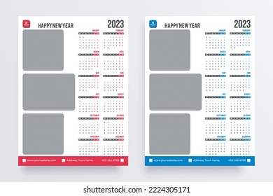  2023 year calendar template design. Wall calendar design 2023.