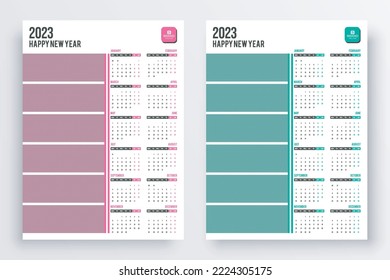  2023 year calendar template design. Wall calendar design 2023.