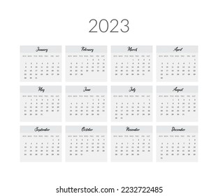 plantilla de calendario de 2023 años. Ilustración vectorial.