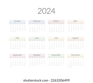 2023 year calendar template. Vector illustration.