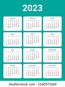 2023 Year Calendar Template Week Start Stock Vector (Royalty Free ...