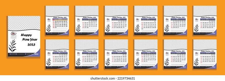 Plantilla de calendario para 2023 años. la semana comienza el domingo. Diario de planificación con un estilo minimalista. Calendario corporativo y comercial. Calendario mensual. 