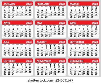 2023 Year Calendar. Week Start Sunday. Corporate and Business Monthly calendar.