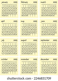 2023 Year Calendar. Week Start Sunday. Corporate and Business Monthly calendar.