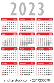 2023 Year Calendar. Week Start Sunday. Corporate and Business Monthly calendar.