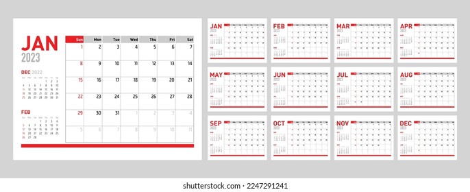 2023 Year Calendar. Week Start Sunday. Corporate and Business Monthly calendar.