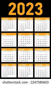 2023 Year Calendar. Week Start Sunday. Corporate and Business Monthly calendar.