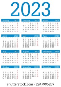 2023 Year Calendar. Week Start Monday. Corporate and Business Monthly calendar.