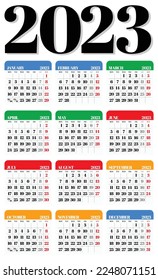 2023 Year Calendar. Week Start Monday. Corporate and Business Monthly calendar.