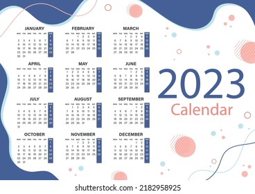 2023 year calendar, week starts on Monday