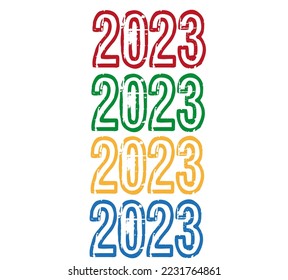 2023 year celebration. Banner with the year in different colors on a white background for special dates