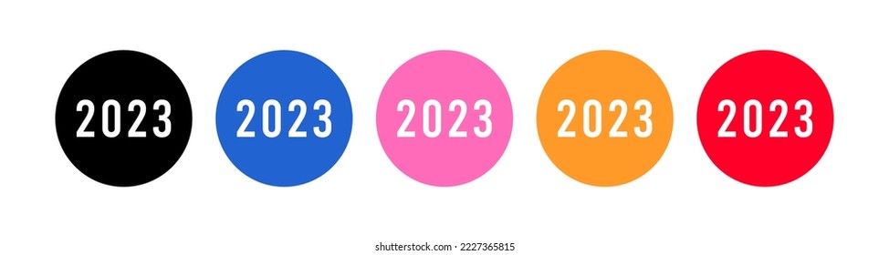 2023 year circular pin icon illustration vector.