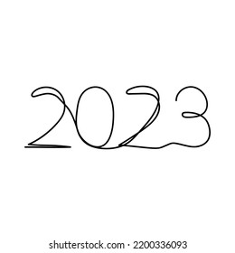 2023 year. Continuous one line drawing. Vector illustration.