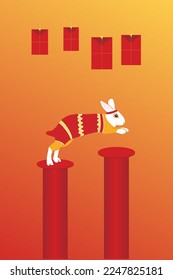 2023 year of the cute and elegant rabbit drawing vector. Chinese lunar year edition
