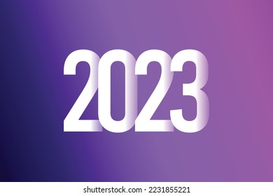 2023 años Diseño elegante sobre fondo azul y violeta oscuro. Feliz Año Nuevo