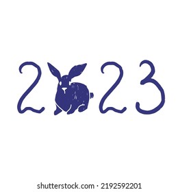 2023-Jahr-Logo mit dem Symbol des Jahres-Kaninchen. Chinesisches Neujahr.