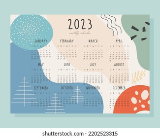 2023 year monthly calendar with abstract background. vector illustration 