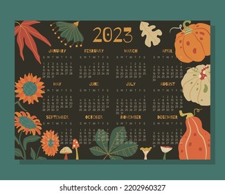 2023 year monthly calendar with abstract background. vector illustration 