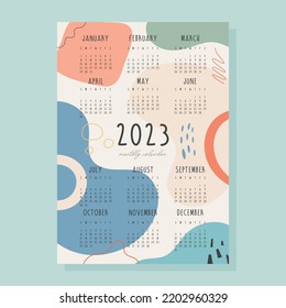 2023 year monthly calendar with abstract background. vector illustration 