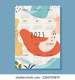 2023 year monthly calendar with abstract background. vector illustration 
