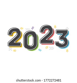 2023 Año, Año Nuevo Vector Retro Texto Ilustración Antecedentes