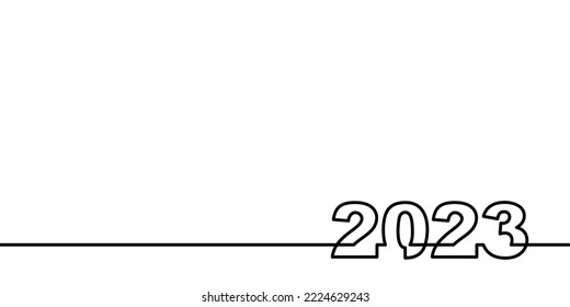 2023 year number page low line corner template minimalist continuous line art drawing thin single line 2023 numbering vector illustration