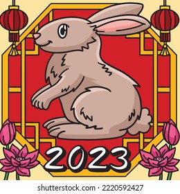 2023 Year Of The Rabbit Colored Cartoon